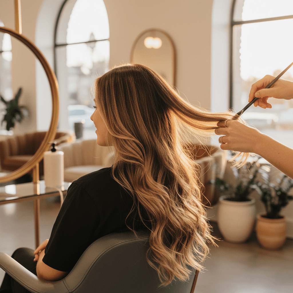 Stylist applying balayage highlights with precision