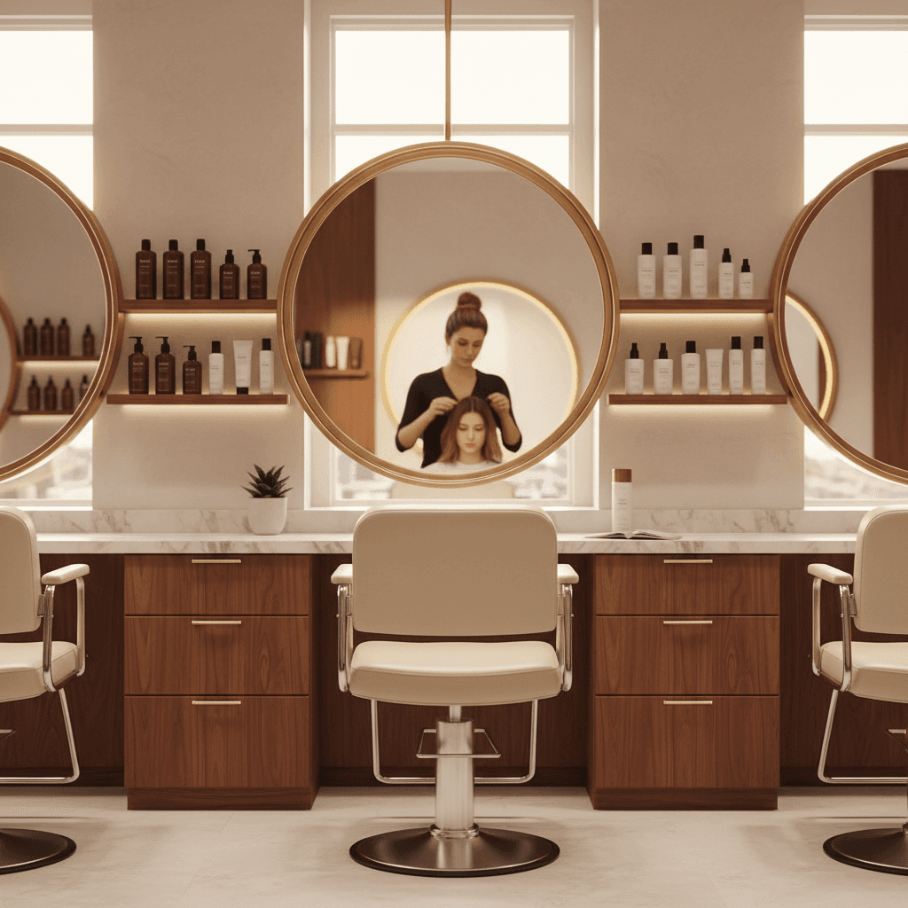 Welcoming salon interior with styling stations